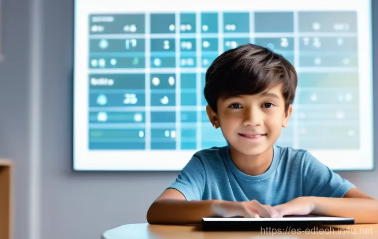 교육공학과 학습장애 학생 지원 - **AI Personalized Learning Companion**
A bright, clean image of a cheerful 10-year-old boy, wear...