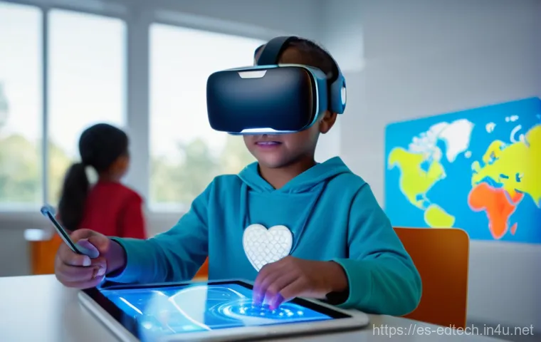 교육공학과 학습장애 학생 지원 - **AI Personalized Learning Companion**
    A bright, clean image of a cheerful 10-year-old boy, wear...